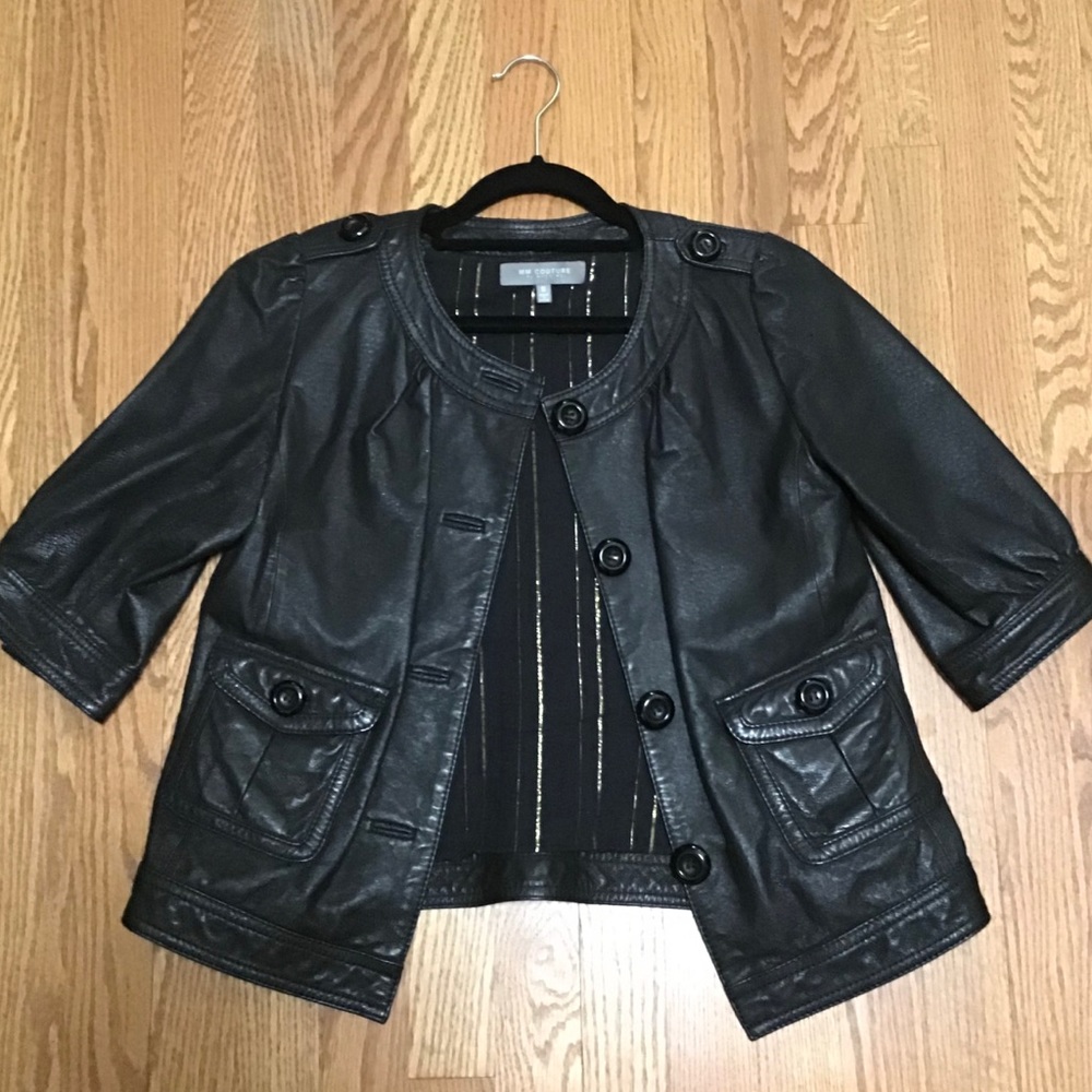 Miss Me Black Leather Cropped Style Jacket Sz S